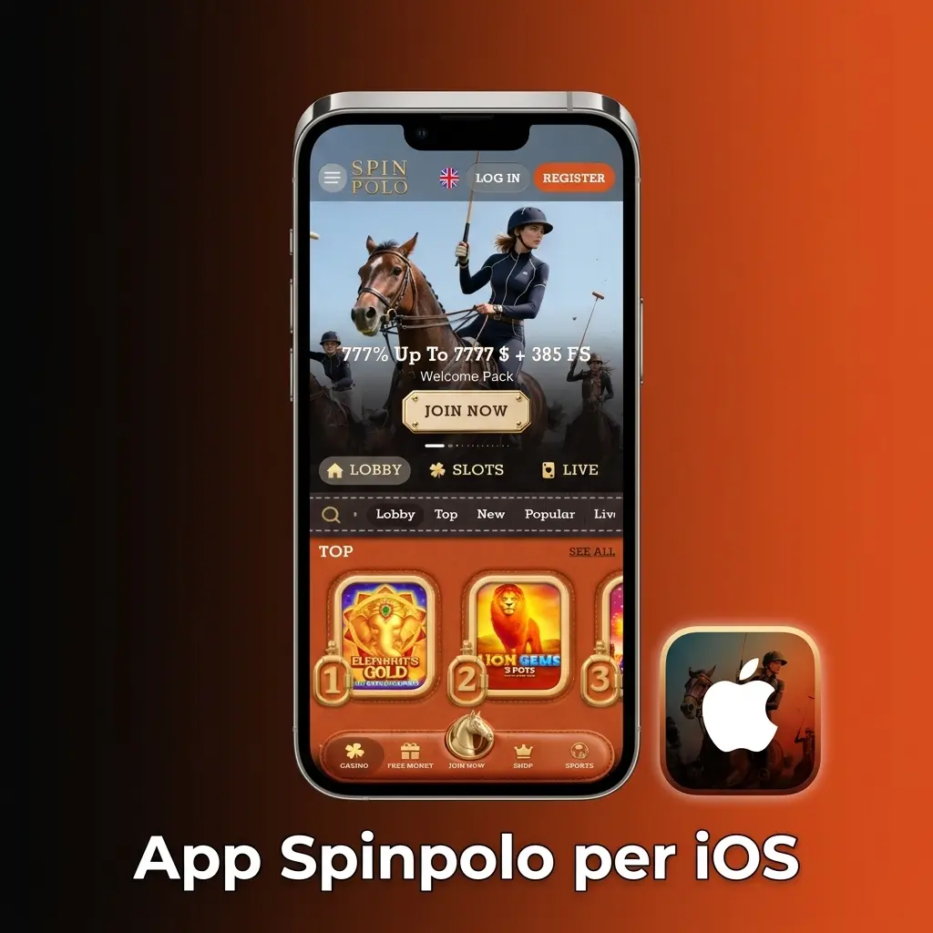App Spinpolo per iOS su iPhone e iPad, gratuita con accesso a scommesse, casinò, depositi e prelievi