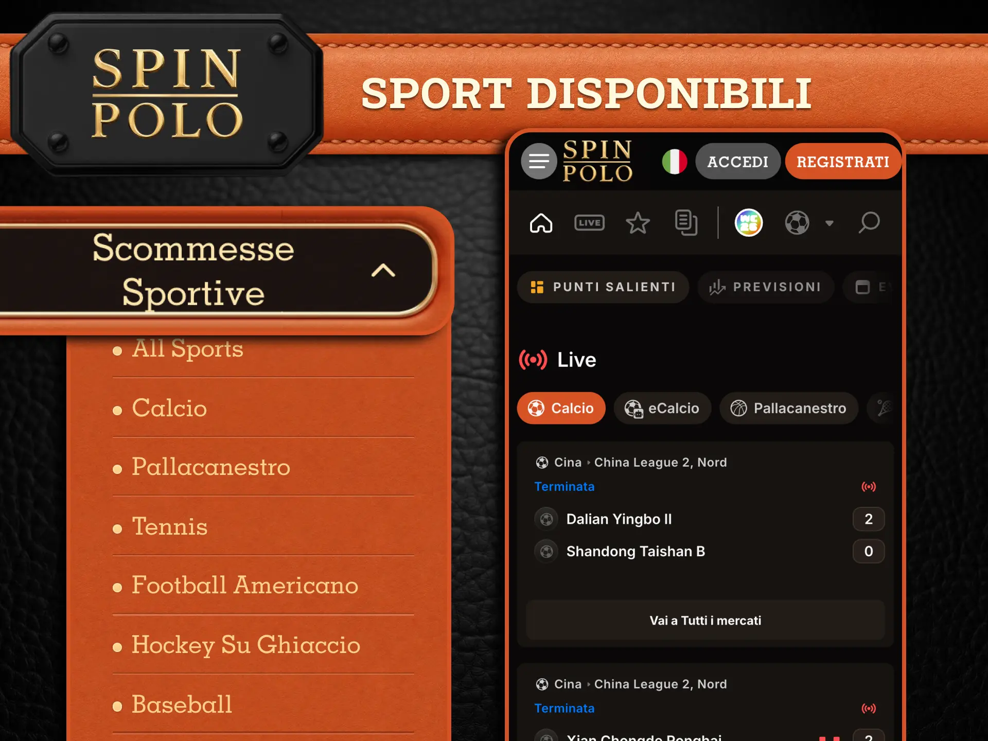 Prova l’app scommesse Spinpolo con calcio tennis basket ed eSport disponibili direttamente dal tuo smartphone.