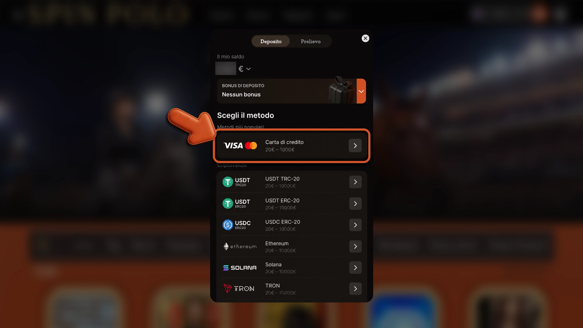 Deposita su Spinpolo e attiva facilmente le offerte disponibili.
