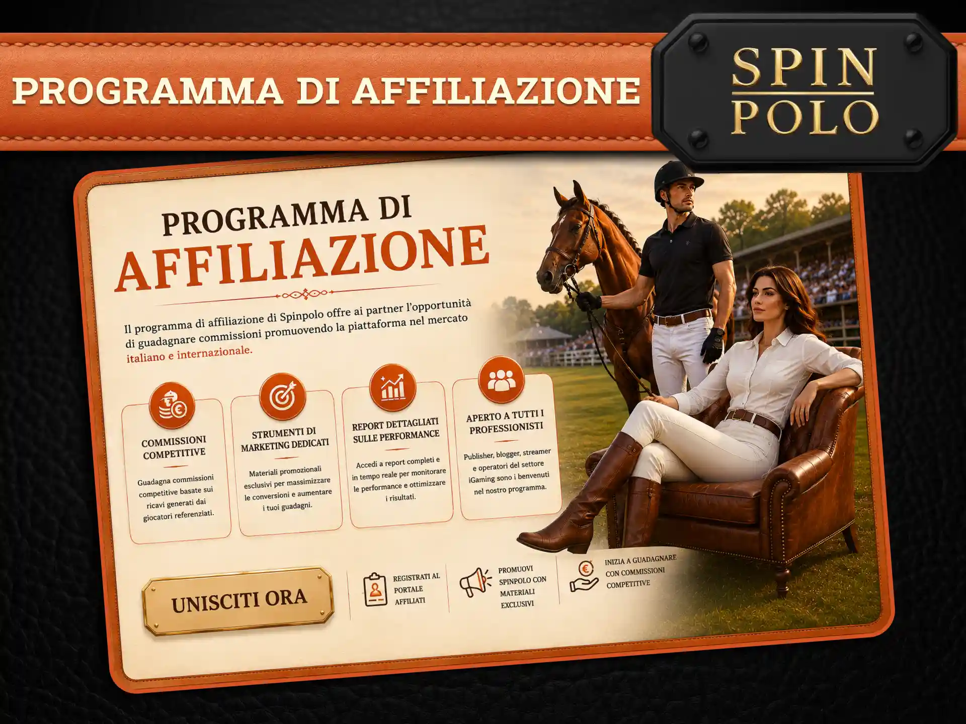 Diventa partner Spinpolo e approfitta di commissioni competitive dedicate al settore iGaming internazionale.