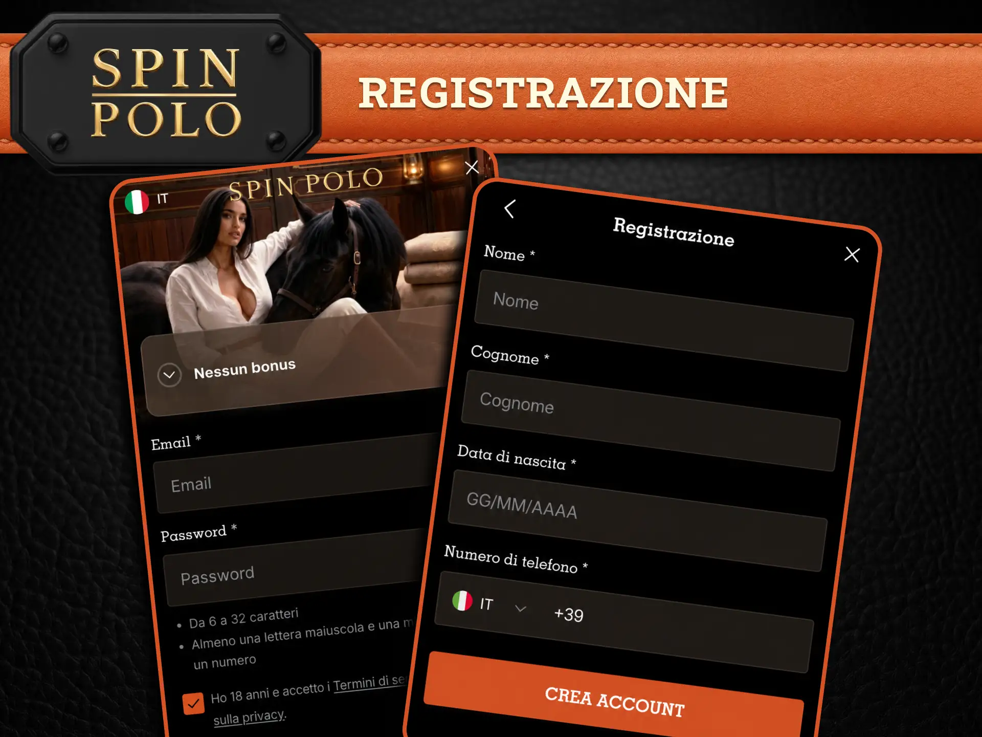 Inserisci i tuoi dati su Spinpolo per creare facilmente un account sicuro e personale.