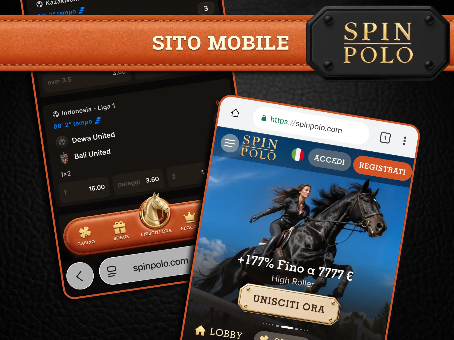 Naviga sul sito mobile Spinpolo con caricamenti rapidi e accesso completo a casino e scommesse.