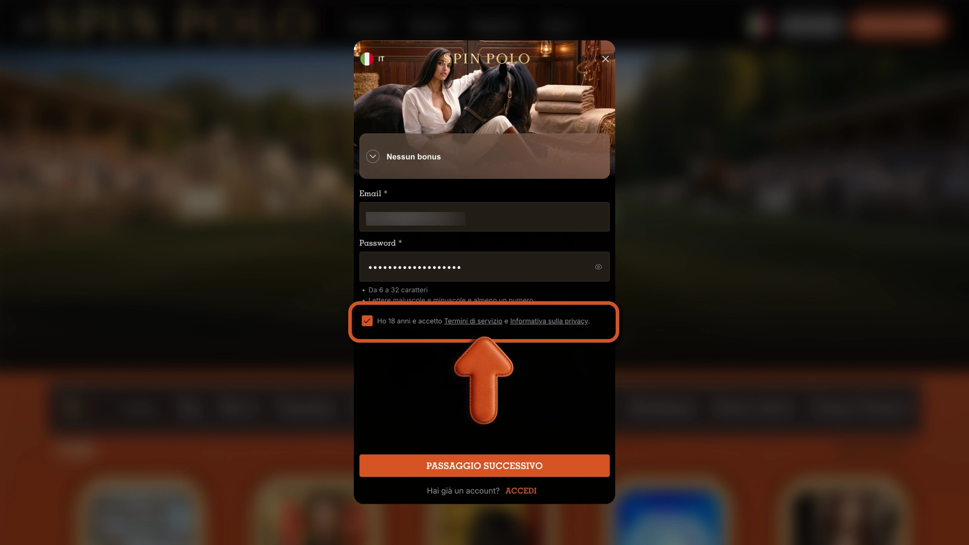 Scegli le impostazioni Spinpolo e attiva il profilo in sicurezza.